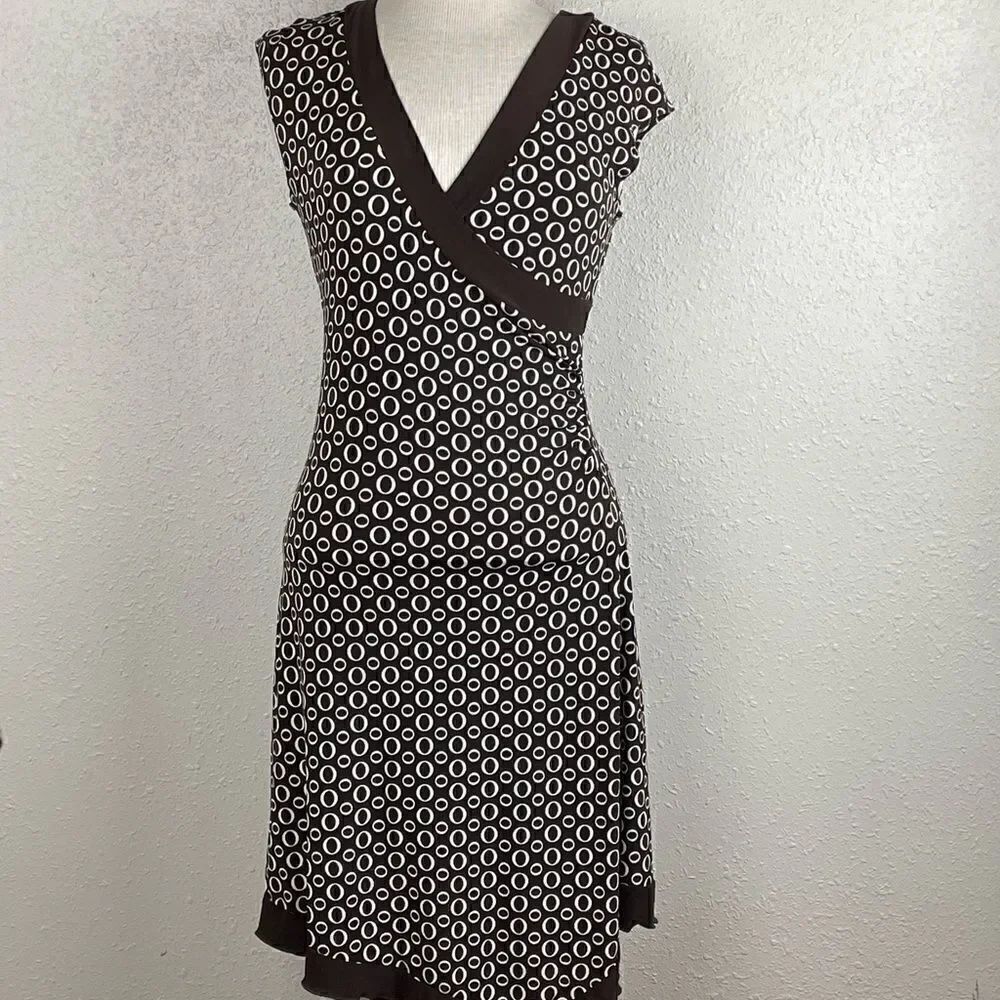 Used La Belle Womens Midi Brown and White Dress Size M
